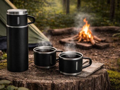 Termos 400ml 3 kubki stal nierdzewna na kawę herbatę podróżny turystyczny