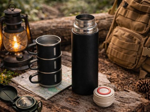 Termos 400ml 3 kubki stal nierdzewna na kawę herbatę podróżny turystyczny