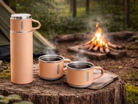 Termos 400ml 3 kubki stal nierdzewna na kawę herbatę podróżny turystyczny