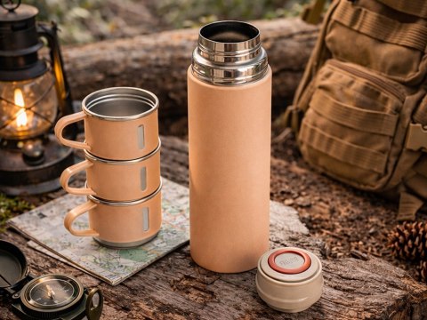 Termos 400ml 3 kubki stal nierdzewna na kawę herbatę podróżny turystyczny