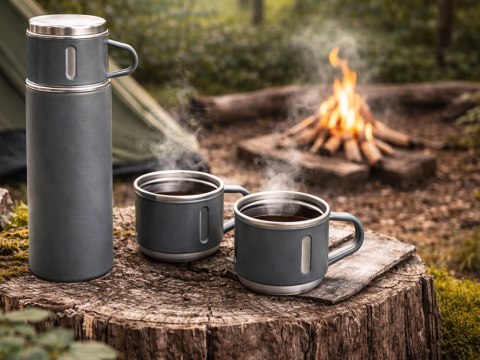 Termos 400ml 3 kubki stal nierdzewna na kawę herbatę podróżny turystyczny