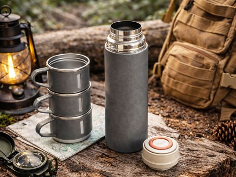 Termos 400ml 3 kubki stal nierdzewna na kawę herbatę podróżny turystyczny