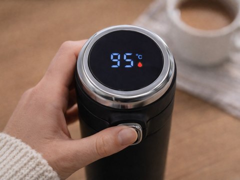 Termos kubek termiczny do kawy z ustnikiem 400ml wyświetlacz temperatury
