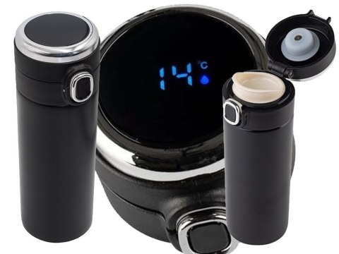 Termos kubek termiczny do kawy z ustnikiem 400ml wyświetlacz temperatury