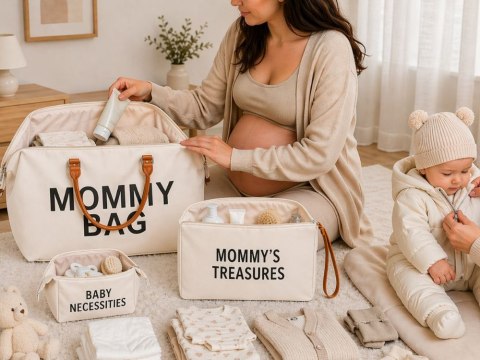 Torba dla mamy mommy bag duża zestaw 3w1 organizer kosmetyczka + przegrody