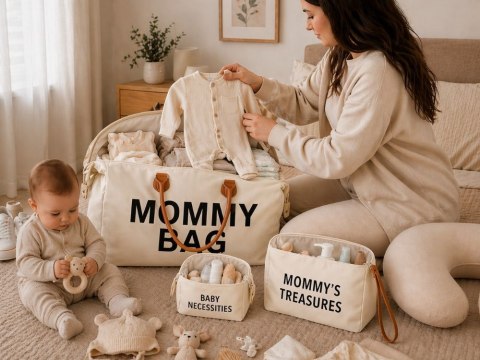 Torba dla mamy mommy bag duża zestaw 3w1 organizer kosmetyczka + przegrody