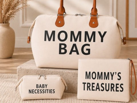 Torba dla mamy mommy bag duża zestaw 3w1 organizer kosmetyczka + przegrody