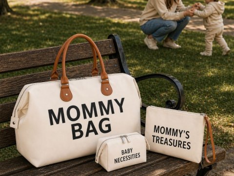 Torba dla mamy mommy bag duża zestaw 3w1 organizer kosmetyczka + przegrody