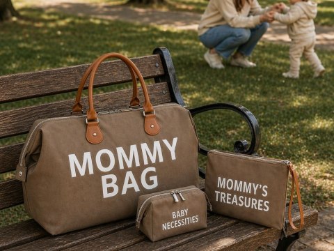Torba dla mamy mommy bag duża zestaw 3w1 organizer kosmetyczka + przegrody