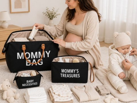 Torba dla mamy mommy bag duża zestaw 3w1 organizer kosmetyczka + przegrody