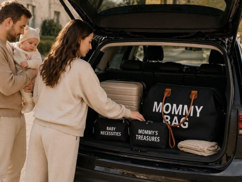 Torba dla mamy mommy bag duża zestaw 3w1 organizer kosmetyczka + przegrody