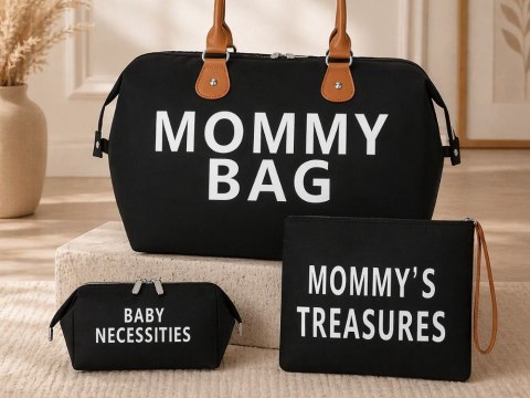 Torba dla mamy mommy bag duża zestaw 3w1 organizer kosmetyczka + przegrody