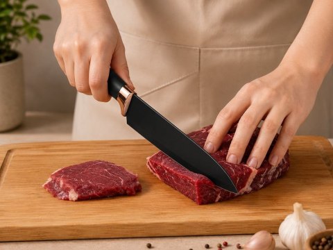 Zestaw silikonowych przyborów kuchennych z nożami stojak 19 elementów