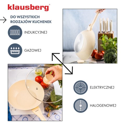 PATELNIA MARMURKOWA GŁĘBOKA WOK 28cm Z POKRYWĄ KLAUSBERG 28cm KB-7991