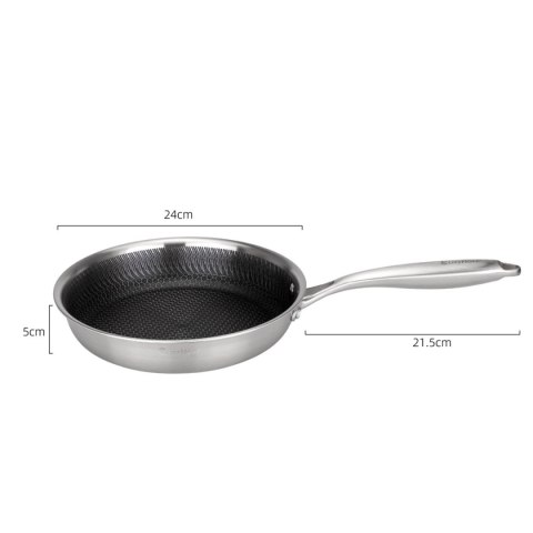 PATELNIA STALOWA 24cm Z POWŁOKĄ PLASTER MIODU E-7547